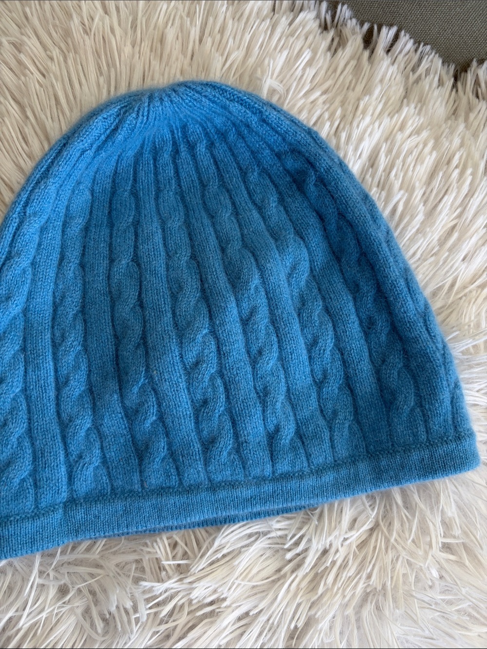 Lands' End Teal Cable Knit Beanie